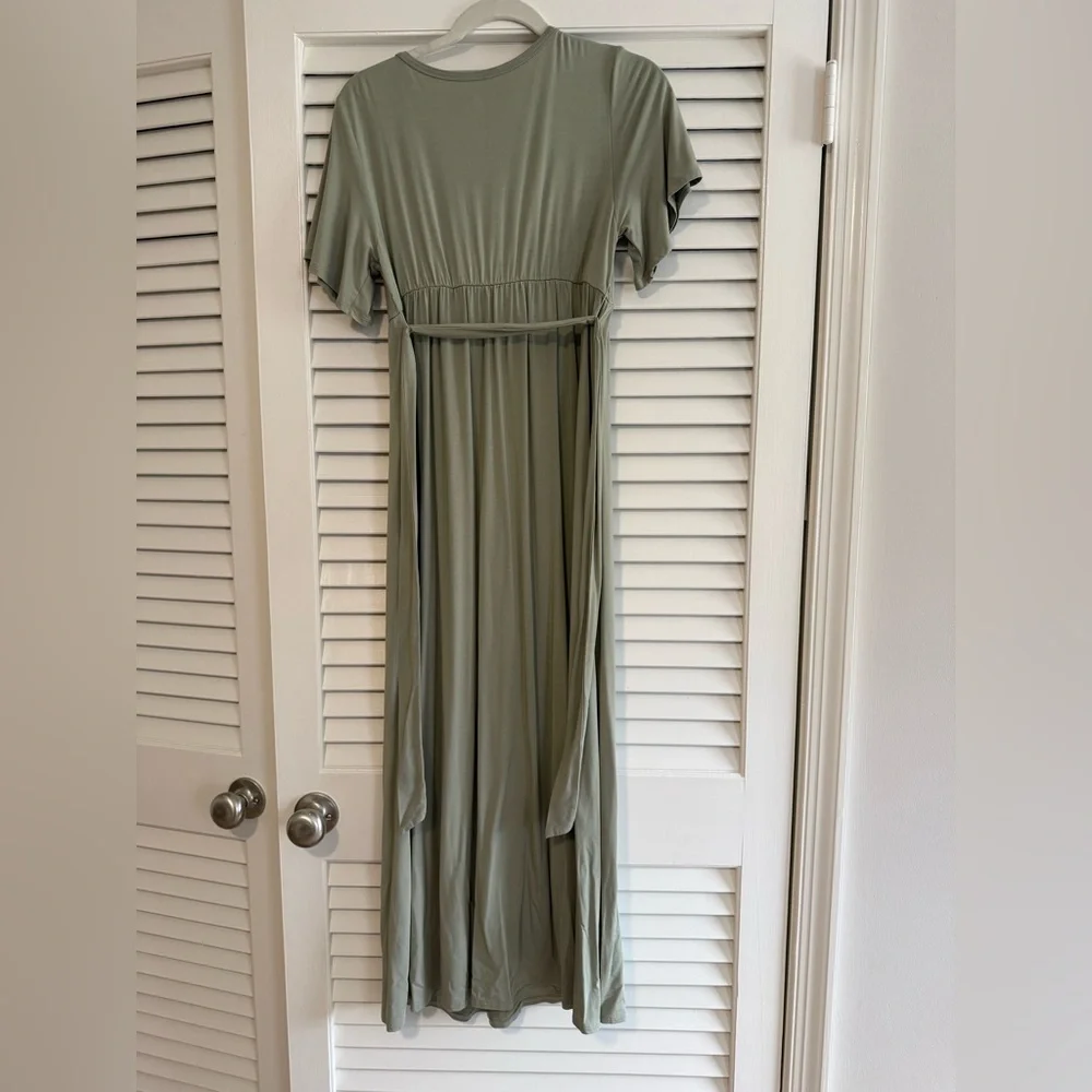 Kindred Bravely Maxi wrap Maternity Dress sz small sage green - Picture 4 of 5